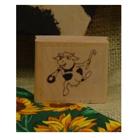 Dancing Cow Art Rubber Stamp 2