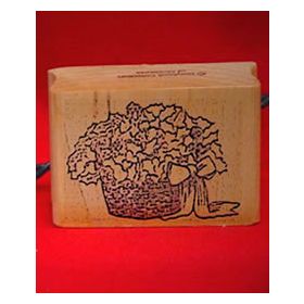 Basket of Poinsettias Art Rubber Stamp