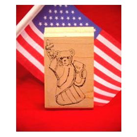 Statue of Liberty Bear Art Rubber Stamp
