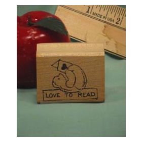 Love to Read Bear Art Rubber Stamp