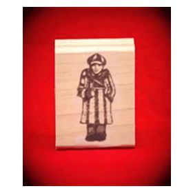 Boy Fan with Pennant Art Rubber Stamp