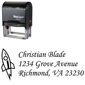 Self Inking Rocket Corsiva Address Stamp