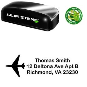 Slim Pre-Inked Airplane Arial Rounded Custom Address Stamp