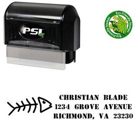 PSI Pre-Ink Fish Bones Address Rubber Stamp