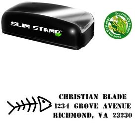Slim Fish Bones Address Rubber Stamp