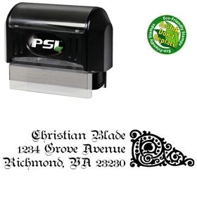 Pre-Inked Teutonic Initial Address Rubber Stamp
