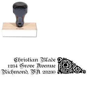 Teutonic Initial Address Rubber Stamp