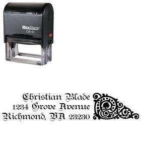 Self-Inking Teutonic Initial Address Rubber Stamp