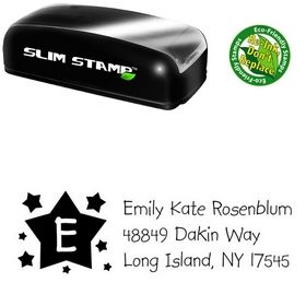 Slim Pre-Ink Stars Kidprint Personalized Address Stamp