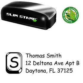 Slim Pre-Ink Glass Square Comic Sans Address Ink Stamp