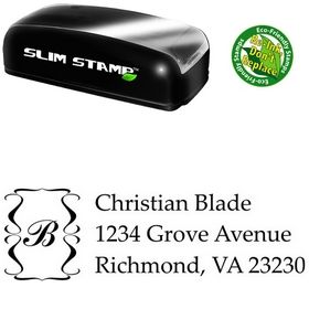 Slim Pre-Ink Palatino Linotype Initial Address Rubber Stamp