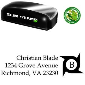 Slim Initial Book Antiqua Monogrammed Address Rubber Stamp