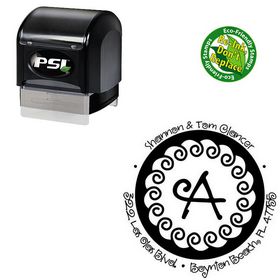 Pre-Inked Curly Q Personal Address Monogram Stamp