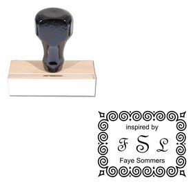 French Script Personalized Initial Rubber Stamp