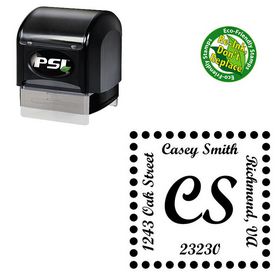 PSI Pre Ink Script Bold Customized Monogrammed Rubber Stamp