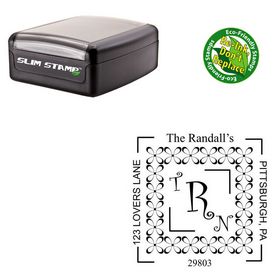 Slimline Pre-Inked Curlz Personalized Wedding Monogram Stamp