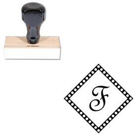 French Script Custom Made Initial Rubber Stamp