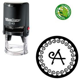 Self Inking Curly Q Personalized Round Monogram Stamp