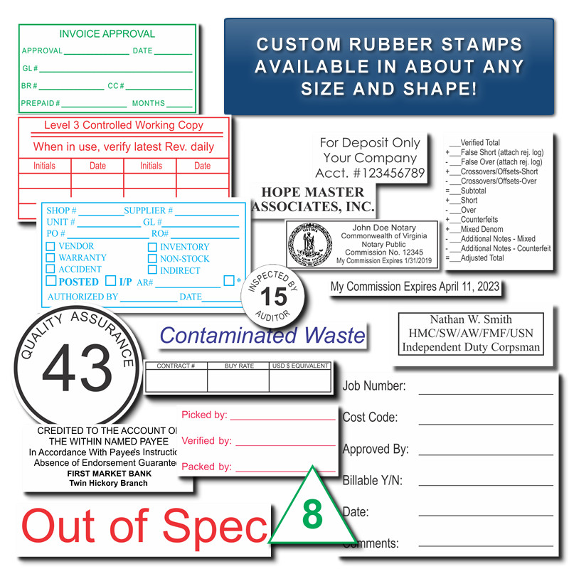 Custom Wood Rubber Hand Stamp, 1/2 x 1/2