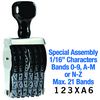 Special Assembly Line Number Stamp 1/16 Character Size
