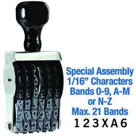 Special Assembly Line Number Stamp 1/16 Character Size