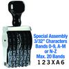 Special Assembly Line Number Stamp 3/32 Character Size