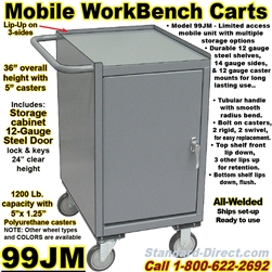 NARROW MOBILE WORKBENCH CARTS 99JM