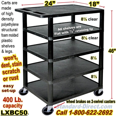5-Shelf Plastic Cart / LXBC50