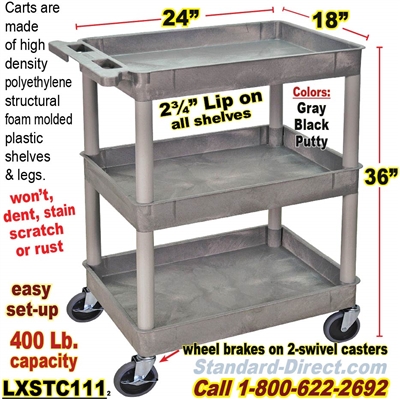 3-Shelf Plastic Cart / LXSTC111