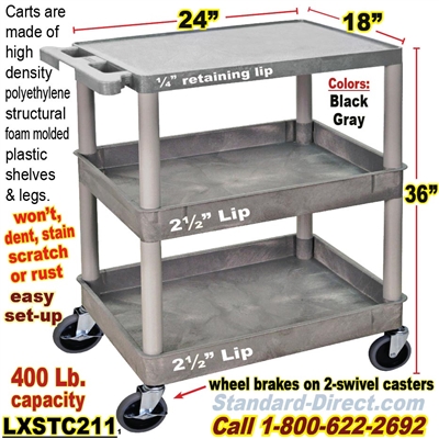 3-Shelf Plastic Cart / LXSTC211