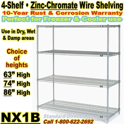 Zinc Chromate Wire Shelving 4-Shelf / NX1B