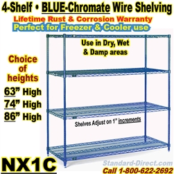 Blue Chromate Wire Shelving 4-Shelf / NX1C