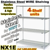 Stainless Steel Wire Shelving 4-Shelf / NX1E