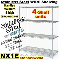 Stainless Steel Wire Shelving 4-Shelf / NX1E