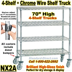 Chrome Wire Shelf Trucks 4-Shelf / NX2A