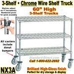 Chrome Wire Shelf Trucks 3-Shelf / NX3A
