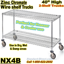 Zinc Chromate Wire Shelf Truck 2-Shelf / NX4B