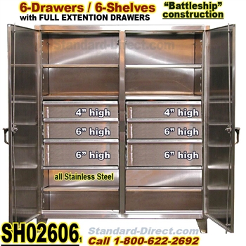 6-Drawer-Stainless Steel Double-Shift Storage Cabinet-SH02606