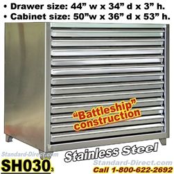 Extreme Duty Stainless Steel Flat File Cabinets / SH030, Extreme Duty Painted Flat File Cabinets / SH030