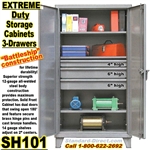 Extreme Duty 3-Drawer Steel Storage Cabinets / SH101