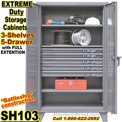 Extreme Duty 5-Drawer Steel Storage Cabinets / SH103