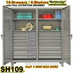 Extreme Duty 14-Drawer Steel Storage Cabinet / SH109