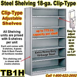 18ga. CLOSED STEEL SHELVING/ CLIP / TB1H