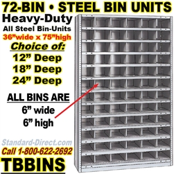 72 BIN STEEL SHELVING / TBBINS