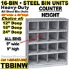 16 BIN STEEL SHELVING / TBBINW