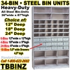 34 BIN & 18 DRAWER STEEL SHELVING / TBBINZ