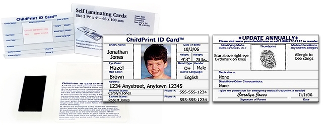 (1) ChildPrint ID Card, UPS Ground Shipping