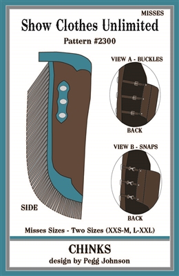 Chinks,  western chink pattern, fringed chink pattern, chap pattern, western show chap, sewing pattern, Show Clothes Unlimited, Pegg Johnson, Show Clothes Unlimited patterns, Show Clothes Unlimited Equestrian Wear Patterns, chap, chink