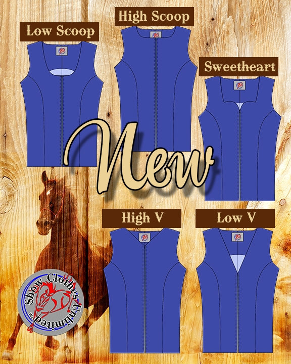 Western vest alternate necklines, show vest, sewing pattern, ranch riding  vest