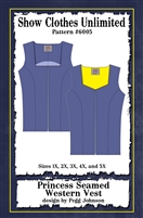 Western show vest, princess seamed vest, vest pattern, sewing pattern, sew your own show clothes, Show Clothes Unlimited, Pegg Johnson, Show Clothes Unlimited patterns, Show Clothes Unlimited Equestrian Wear pattern